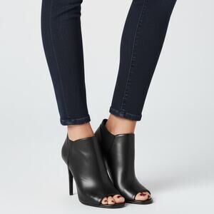Prada Black Leather Peep Toe Ankle Booties Size 37.5 / US 7.5